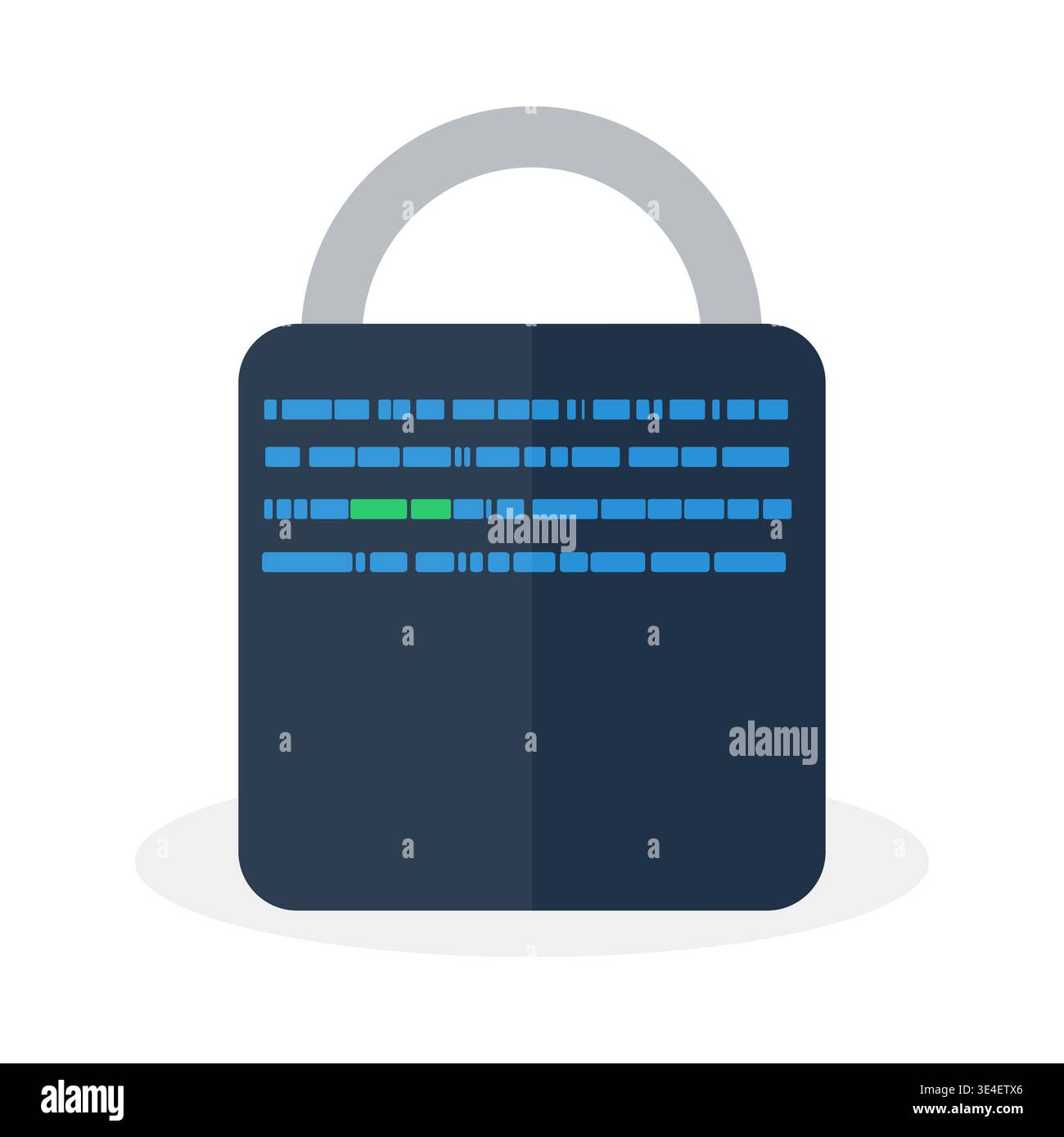Digital padlock with digital code data icon.Cyber security and data privacy concept.Digital lock with encrypted code and green access indicator.Vector Stock Vector
