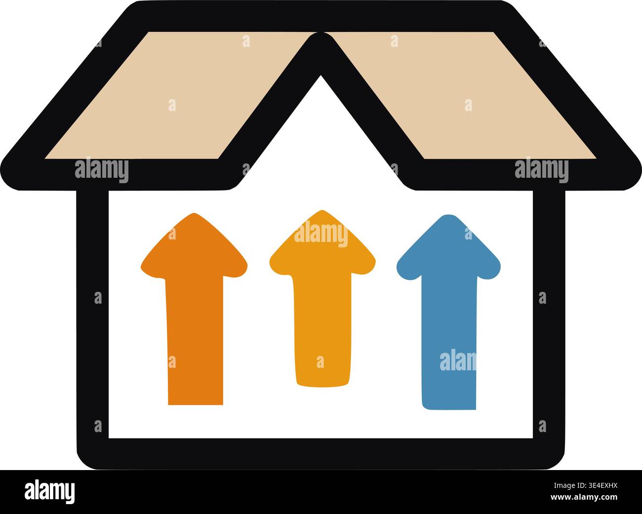 Real Estate Market Growth Concept with Upward Arrows inside House Stock Vector
