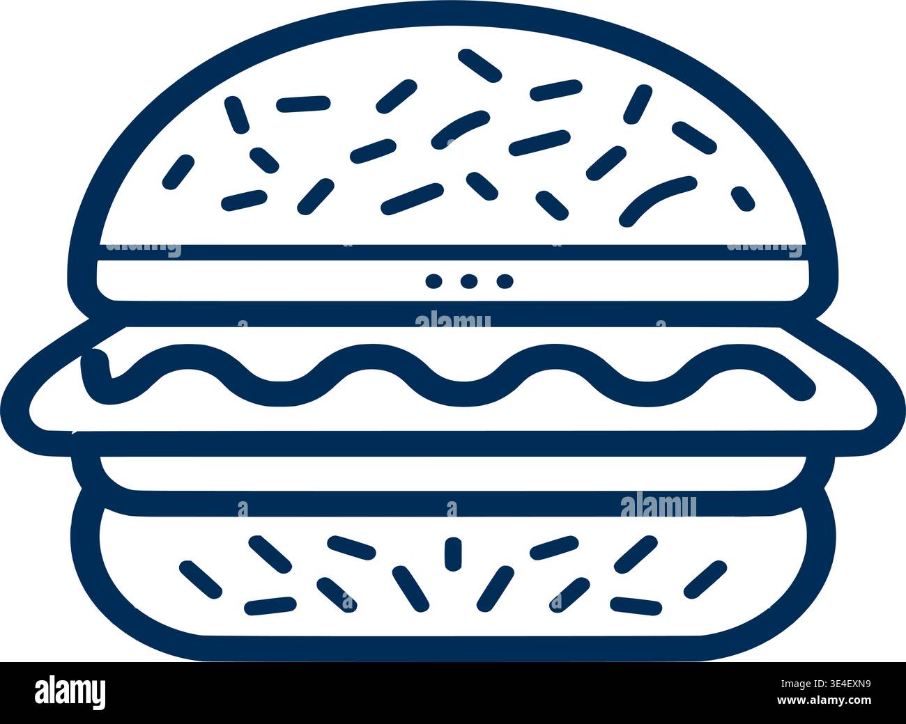 Stylized Linear Double Cheeseburger Outline for Food Menu Stock Vector