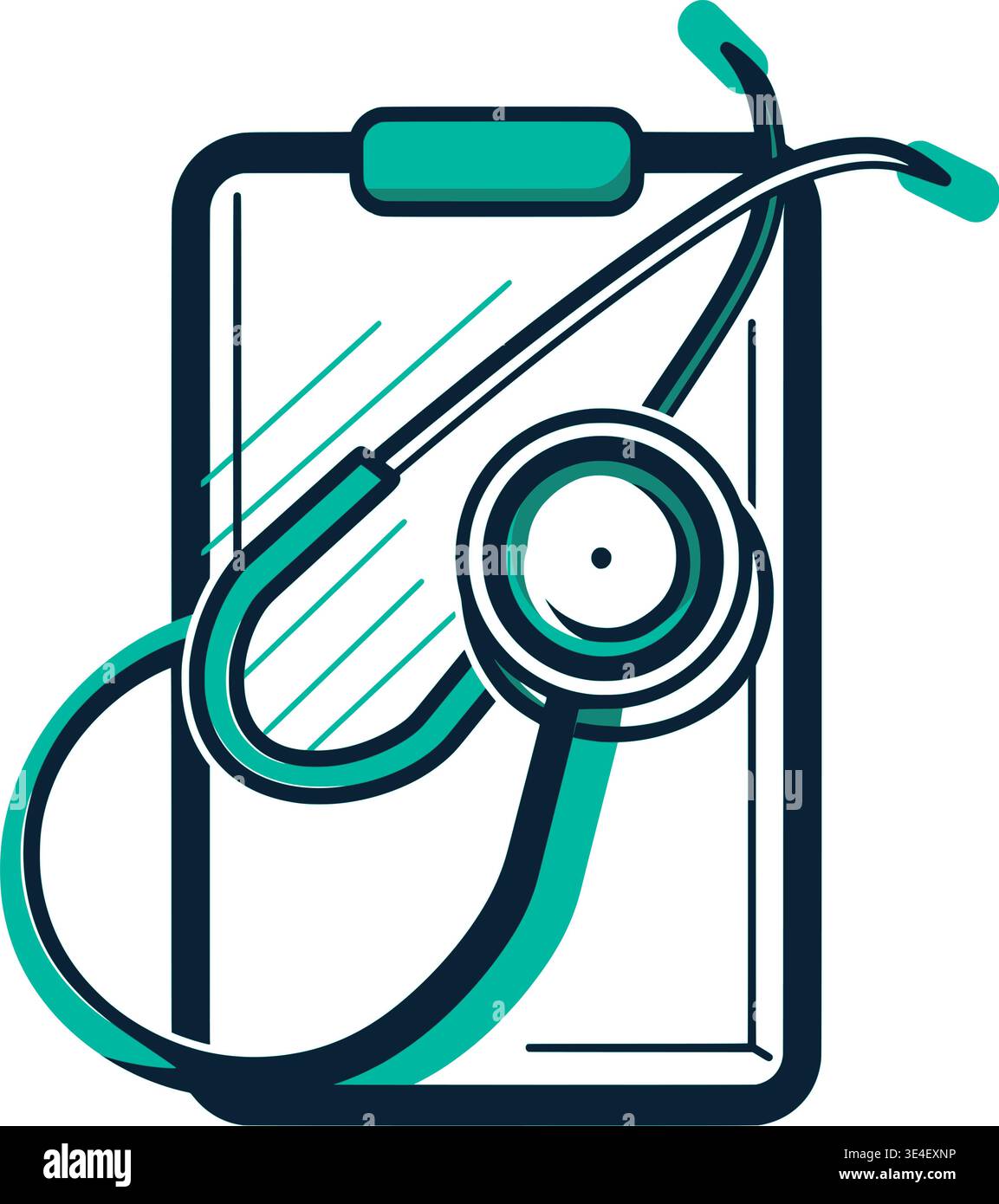 Doctor Healthcare Assessment with Stethoscope and Clipboard Form Stock Vector