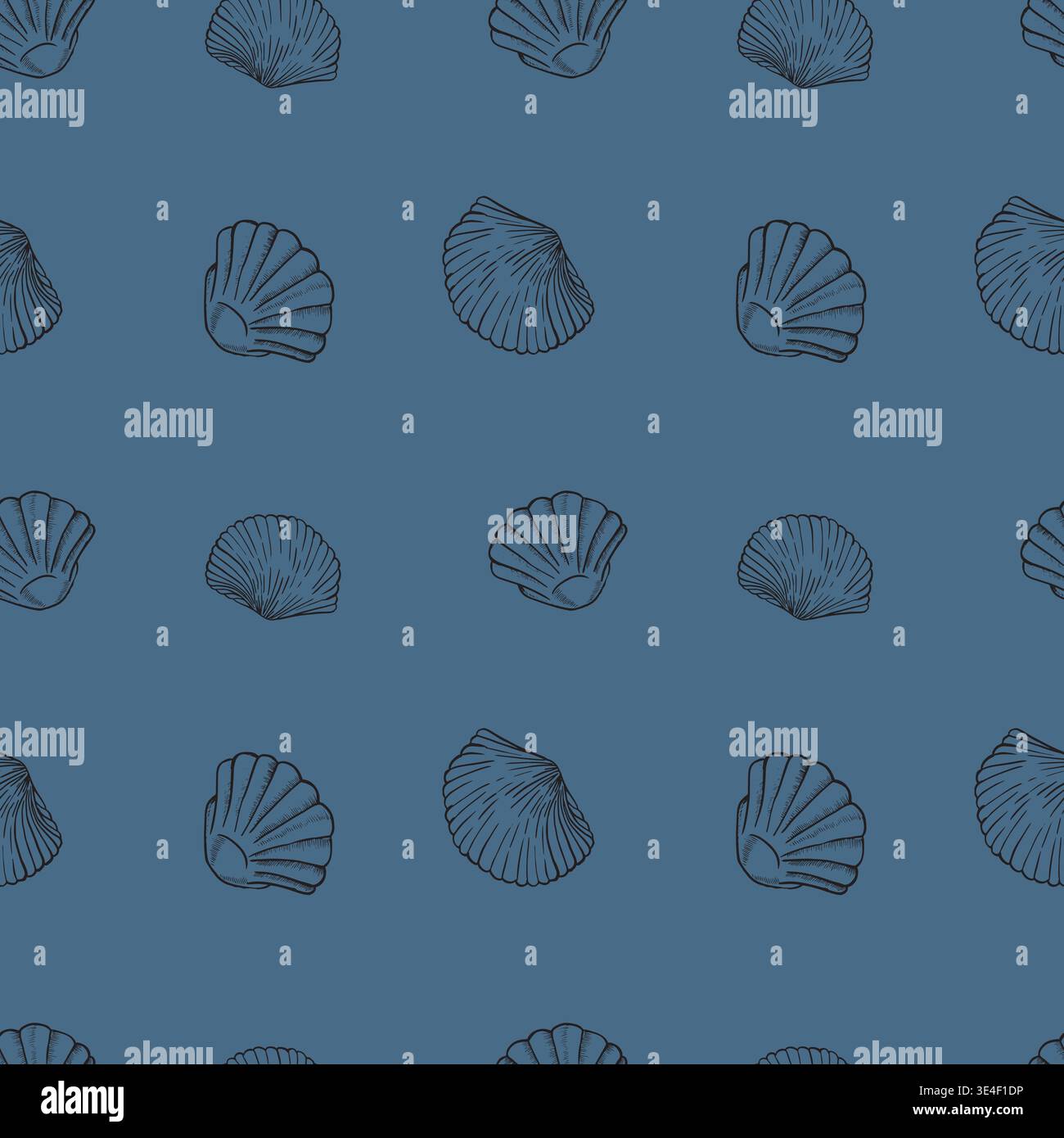 Seamless Sea life pattern with seashells Stock Vector
