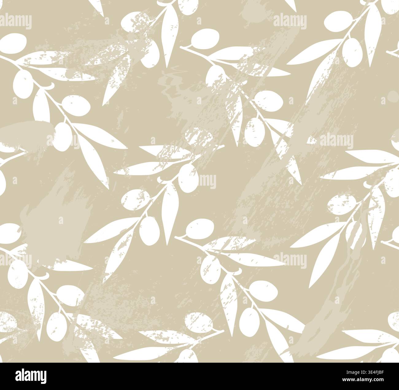 Stylized olive branches seamless pattern. Vector illustration background Stock Vector