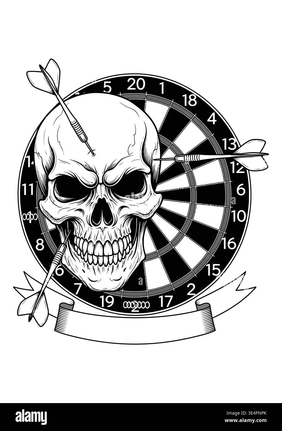 Skull and Dartboard Illustration with Arrows Stock Vector Image & Art ...