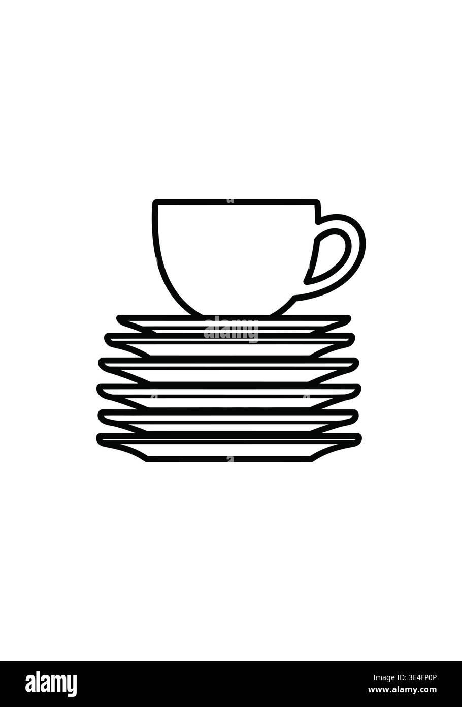 A stack of plates with a cup on top Vector Stock Vector