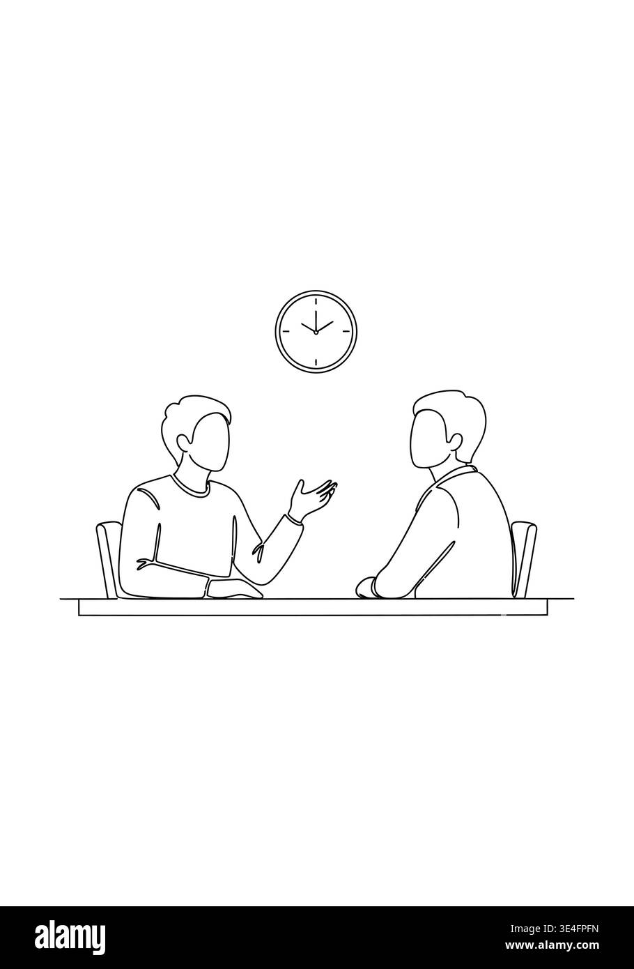 Two men sitting at a table talking Vector Stock Vector