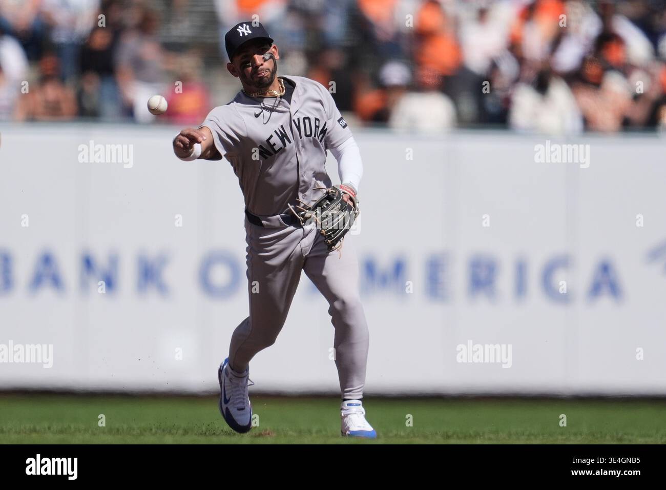 New York Yankees shortstop José Caballero throws out San Francisco ...
