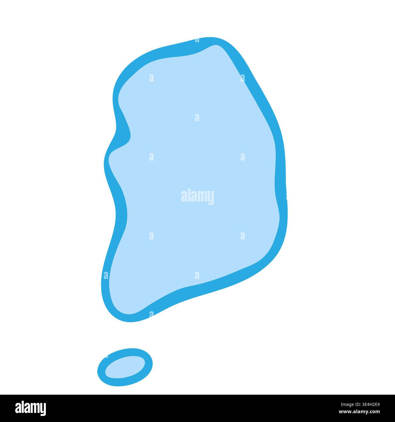 South Korea country silhouette. Vector map silhouette. Blue smooth shape like water drop or splash Stock Vector