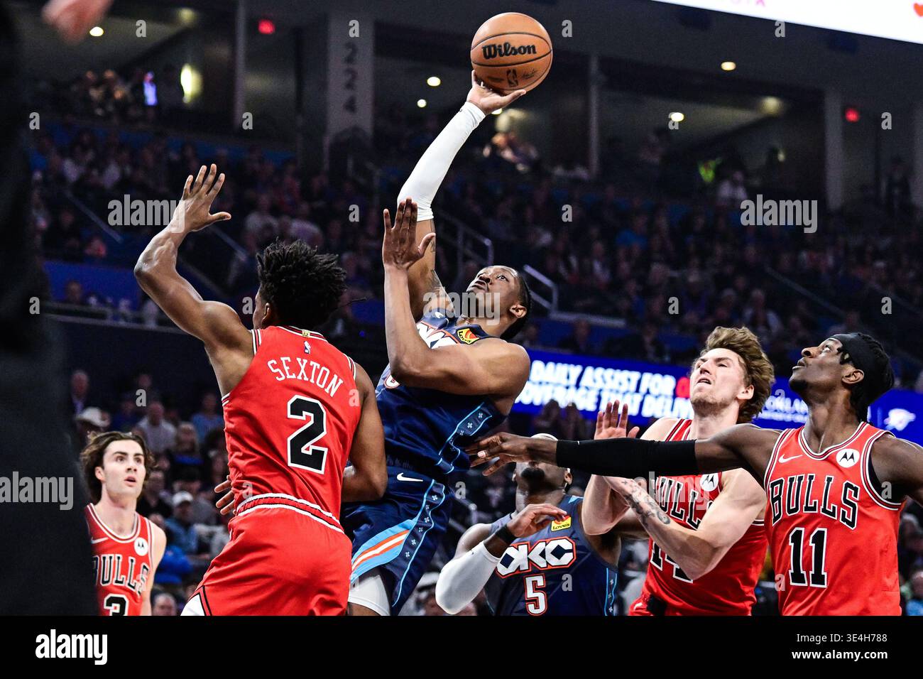 Oklahoma City Thunder guard/forward Jalen Williams, third from left ...