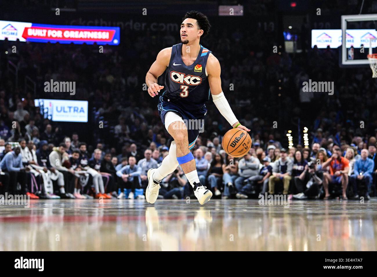 Oklahoma City Thunder guard Jared McCain controls the ball during the ...