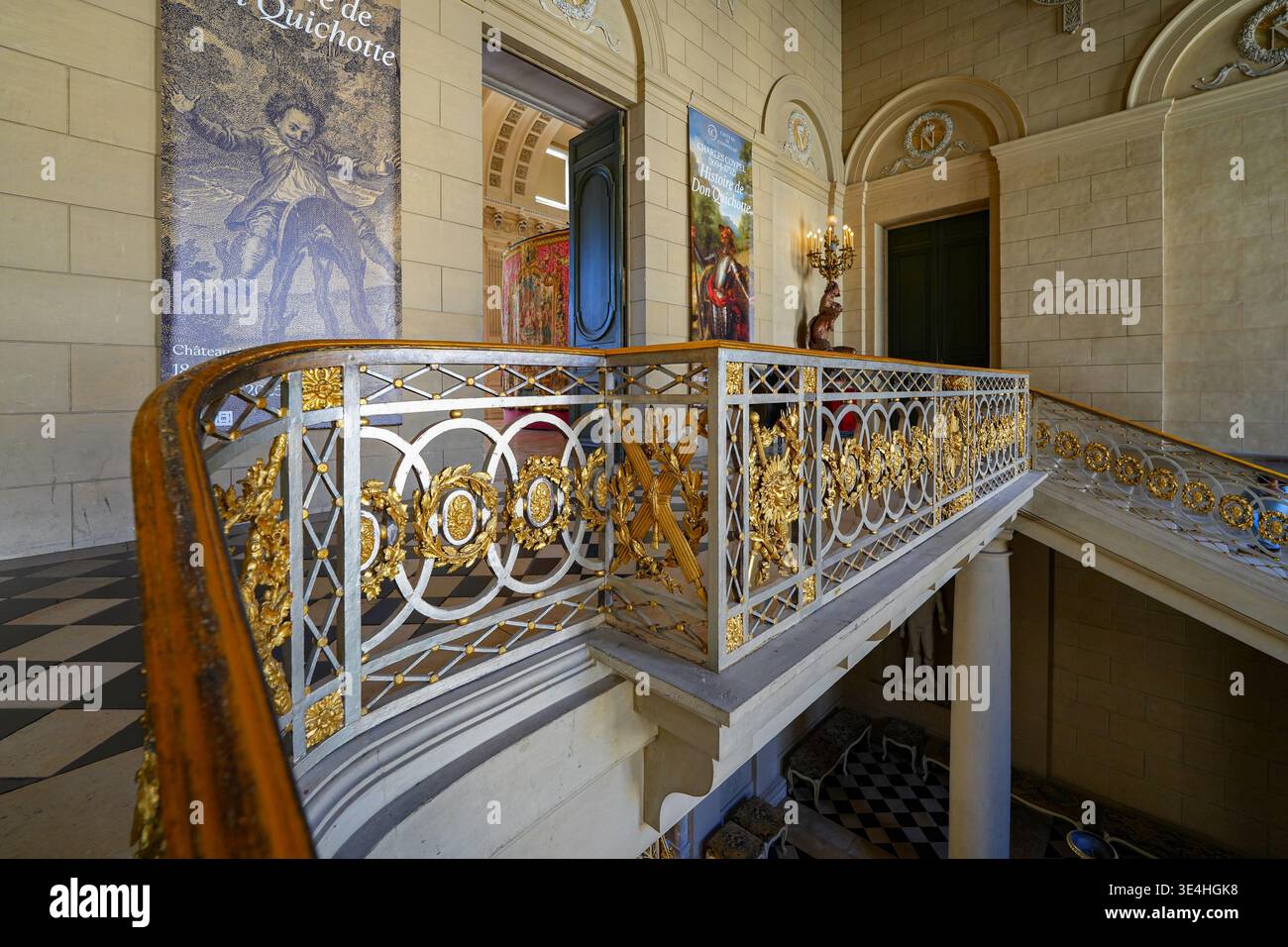 Gilded Railing Grand neoclassical staircase with gilded railings and monumental ...