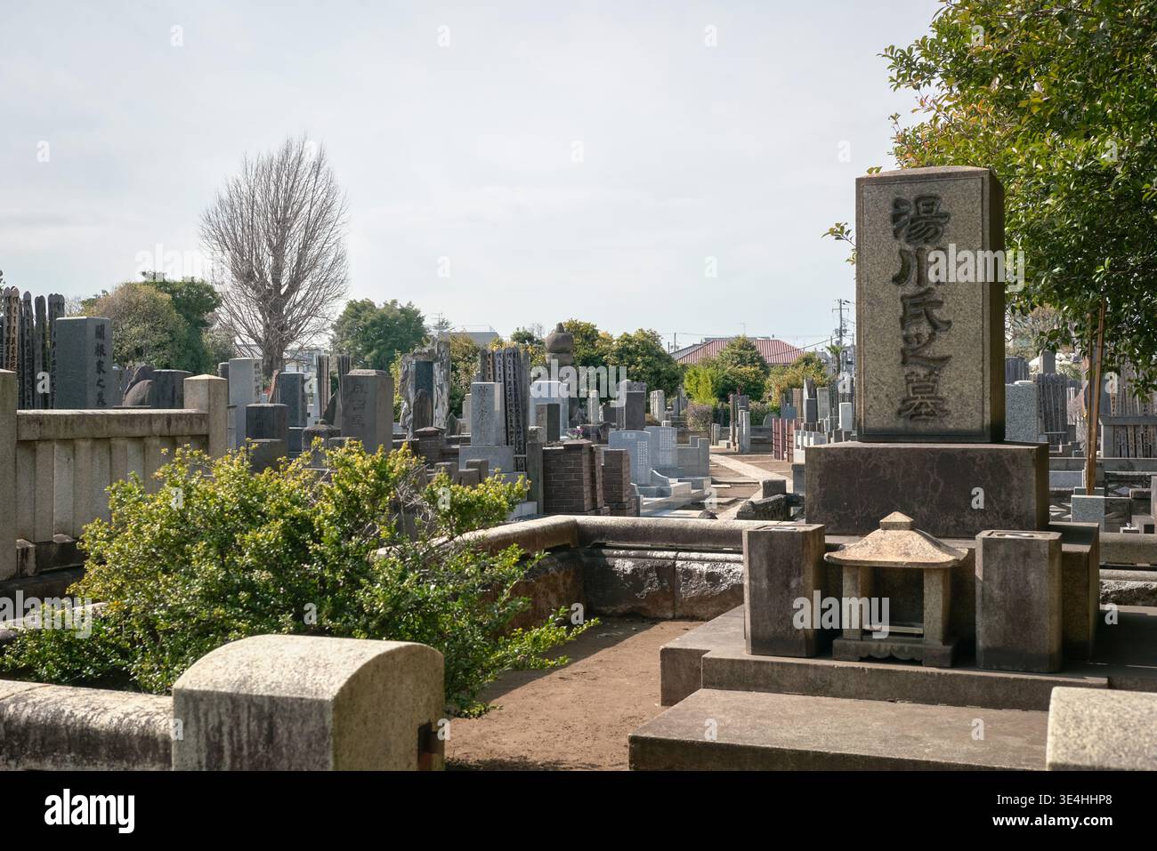 Tokyo, Japan - Feb 20th, 2026: Yanaka cemetery in Yanaka district of Taito ward, one of Tokyo's most famous graveyards. Stock Photo