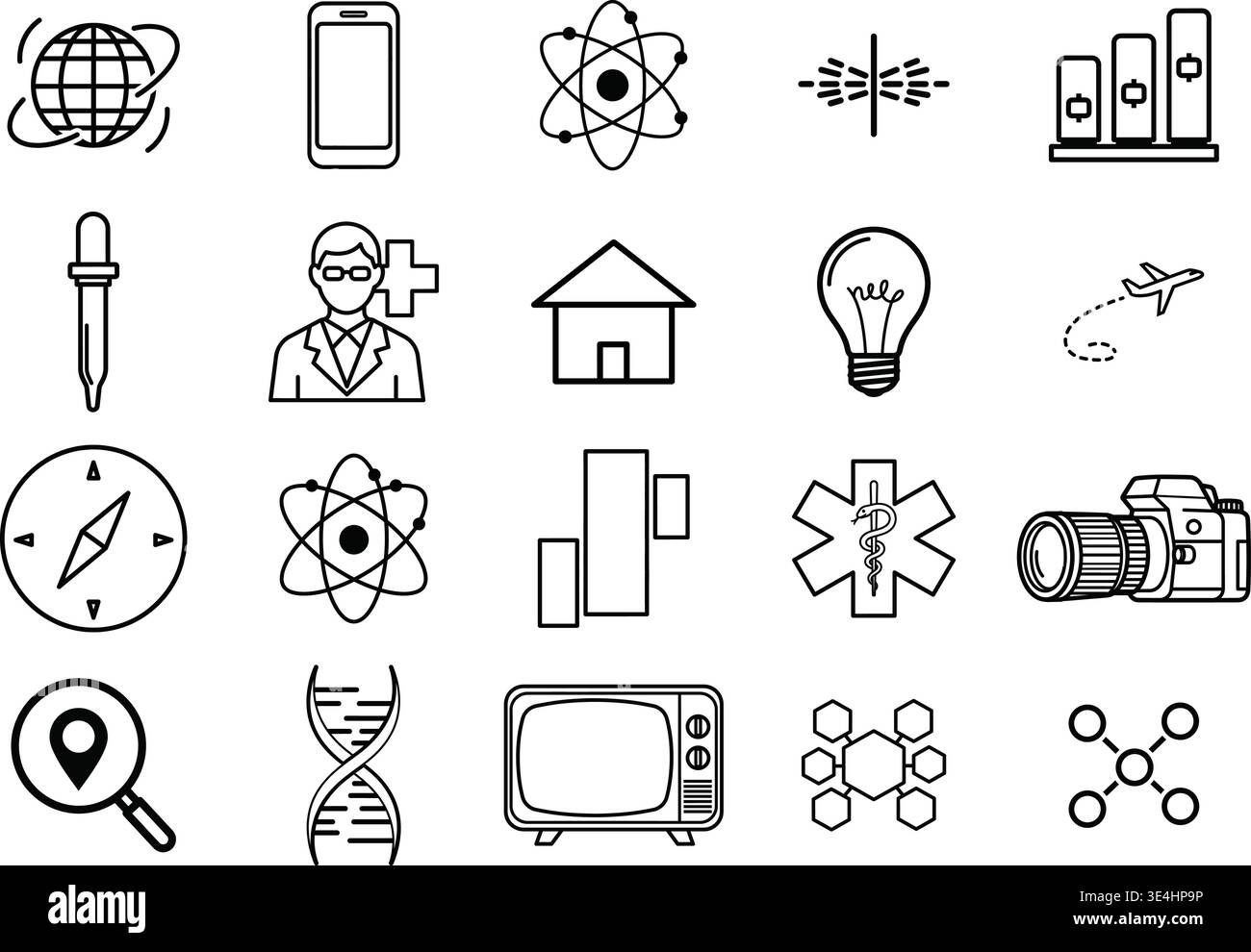 Science and Technology Icon Set Stock Vector