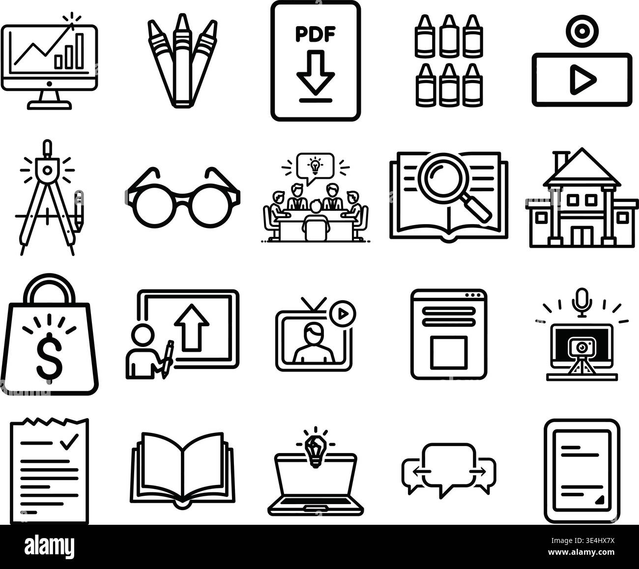 collection of icons representing various educational, professional, and ...