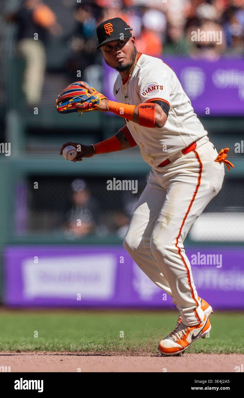March 27 2026 San Francisco infielder Luis Arraez (1)throws the ball to ...