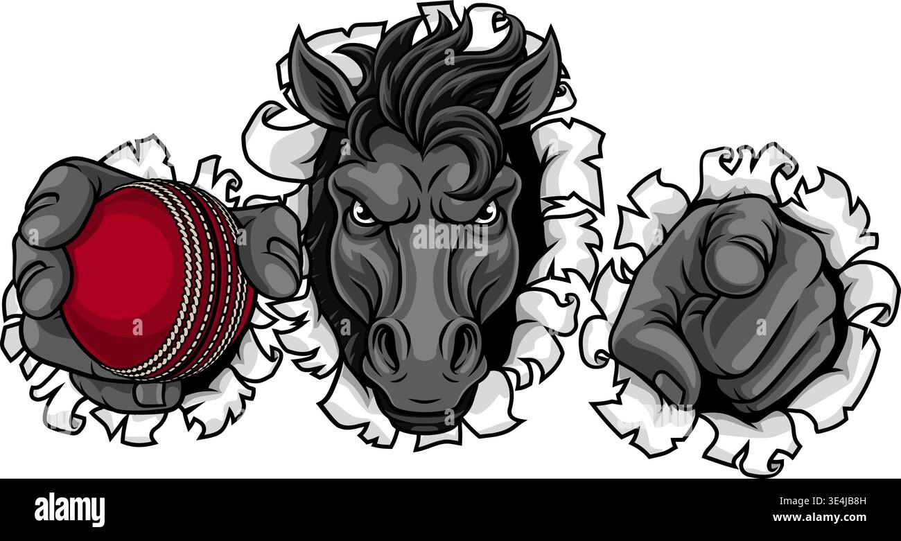 Horse Mustang Cricket Sports Team Mascot Stock Vector