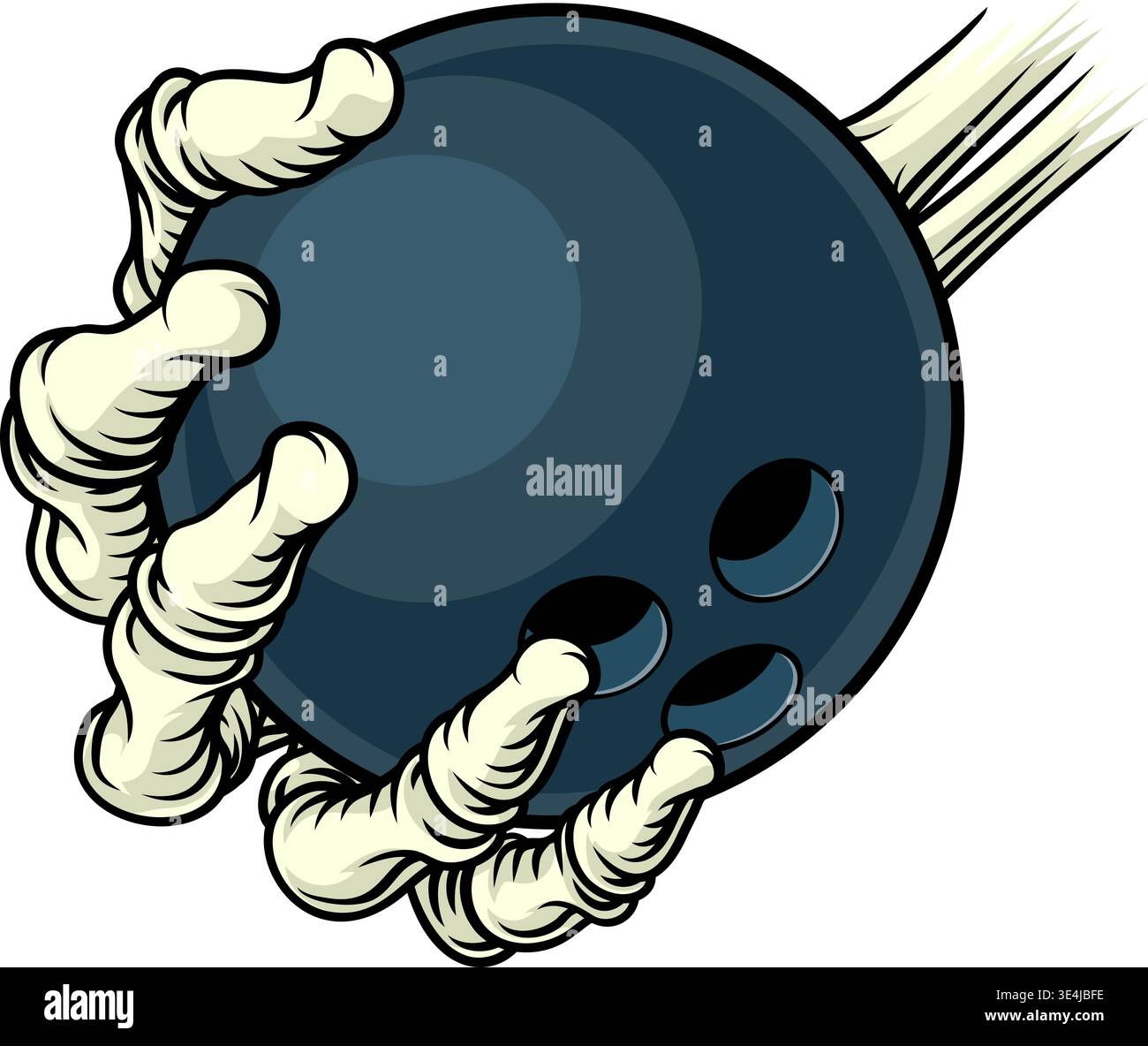 Skeleton Grim Reaper Hand Bowling Team Mascot Stock Vector
