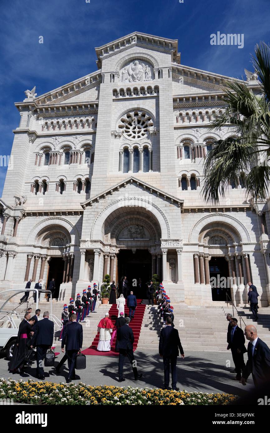 Pope Leo XIV arrives at Monaco Cathedral in Monaco-Ville, Monaco ...