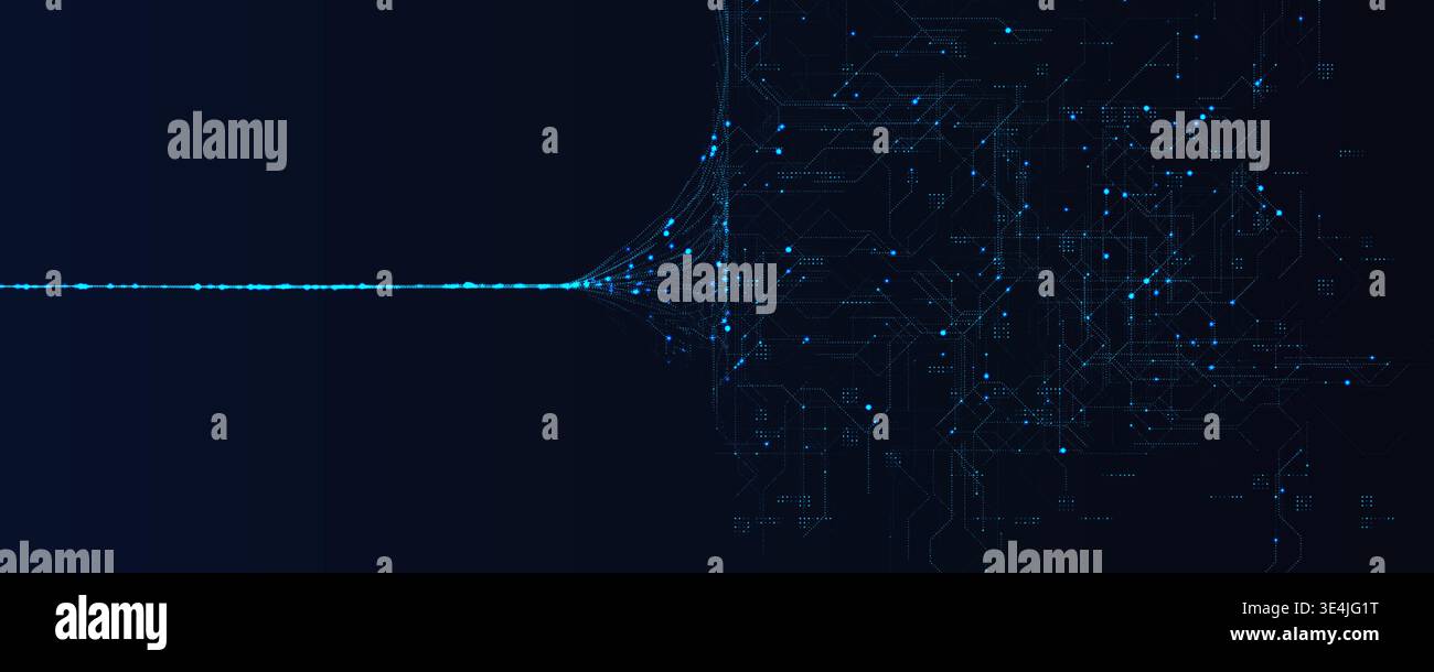 Dataflow AI Tech Light Line Background, Speed Digital Transformation, Abstract Pattern Data Neural Network Texture. Artificial Intelligence Transition Stock Vector