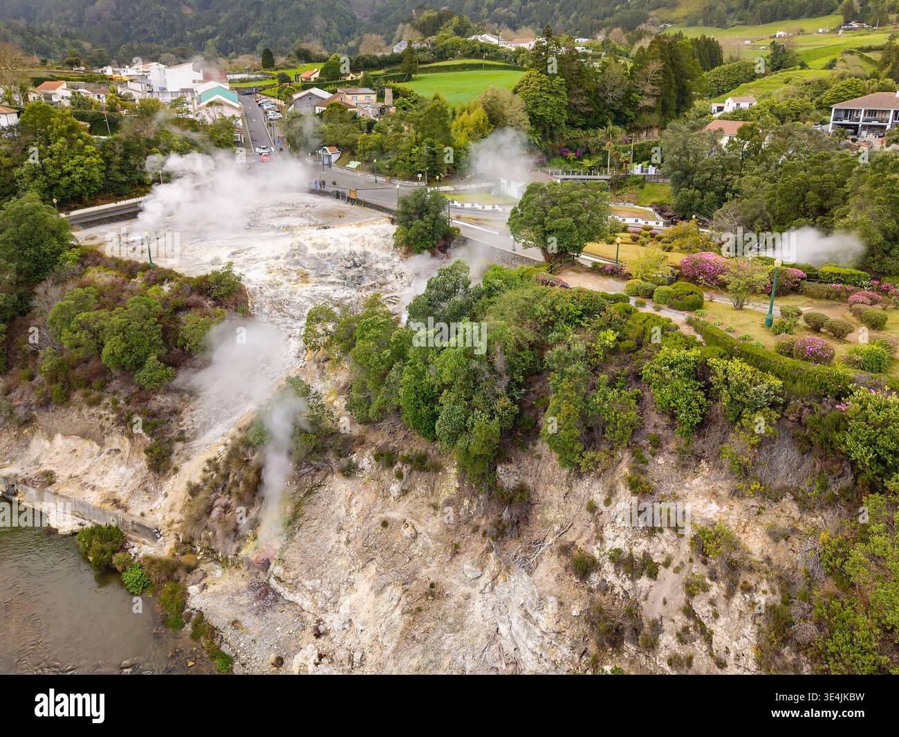Caldeiras das Furnas in Vila das Furnas on Sao Miguel Island, Azores, Portugal Stock Photo
