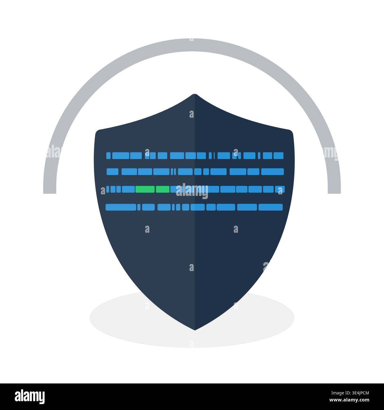 Security shield with digital code data icon.Cyber safety concept. Digital shield with digital coding.Network defense, or encrypted data storage.Vector Stock Vector