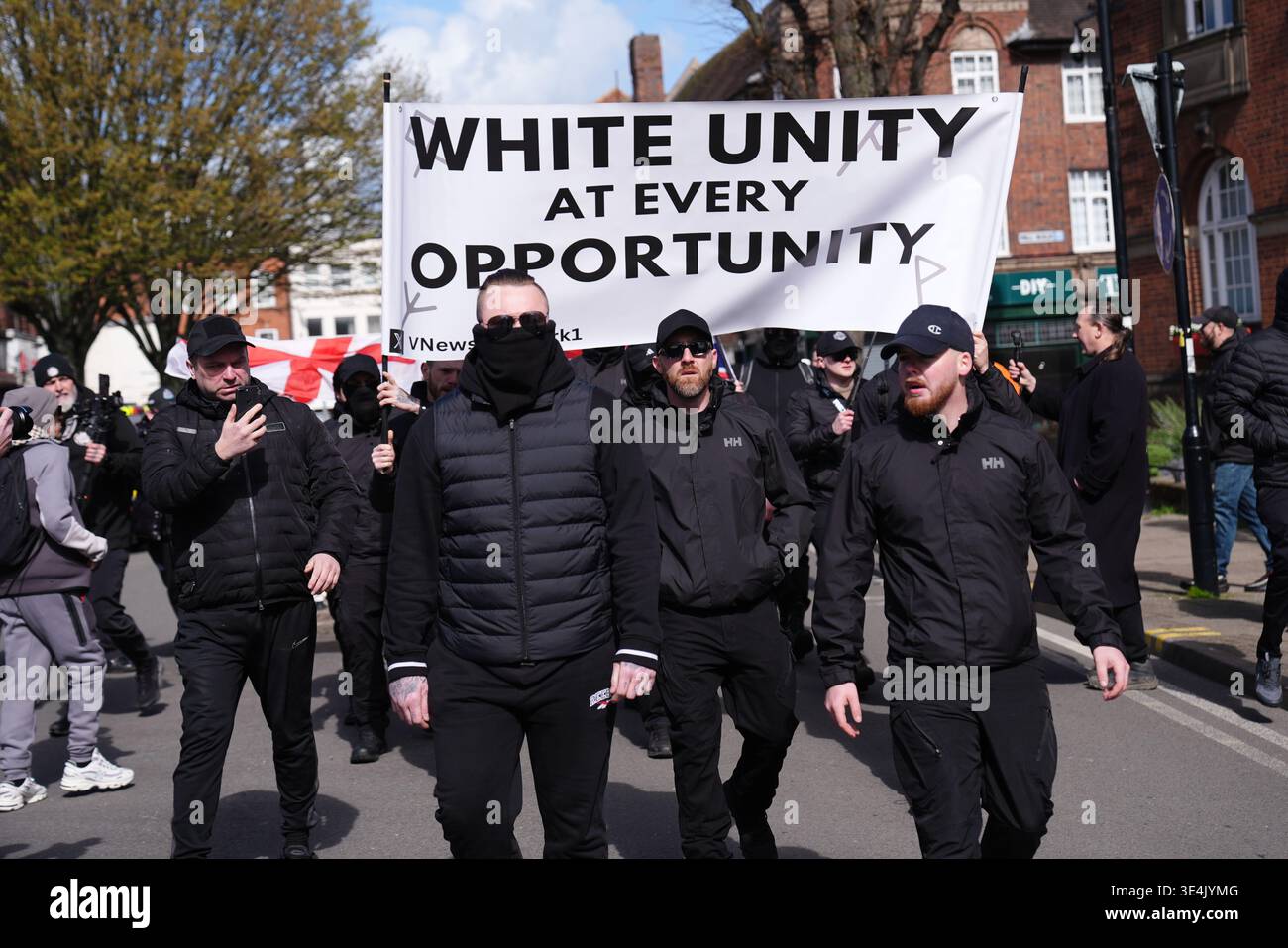 Demonstrators take part in a Remigration Now protest organised by ...