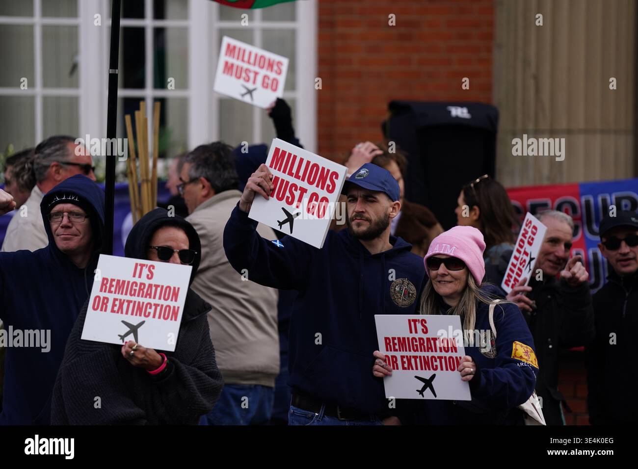 Demonstrators take part in a Remigration Now protest organised by ...