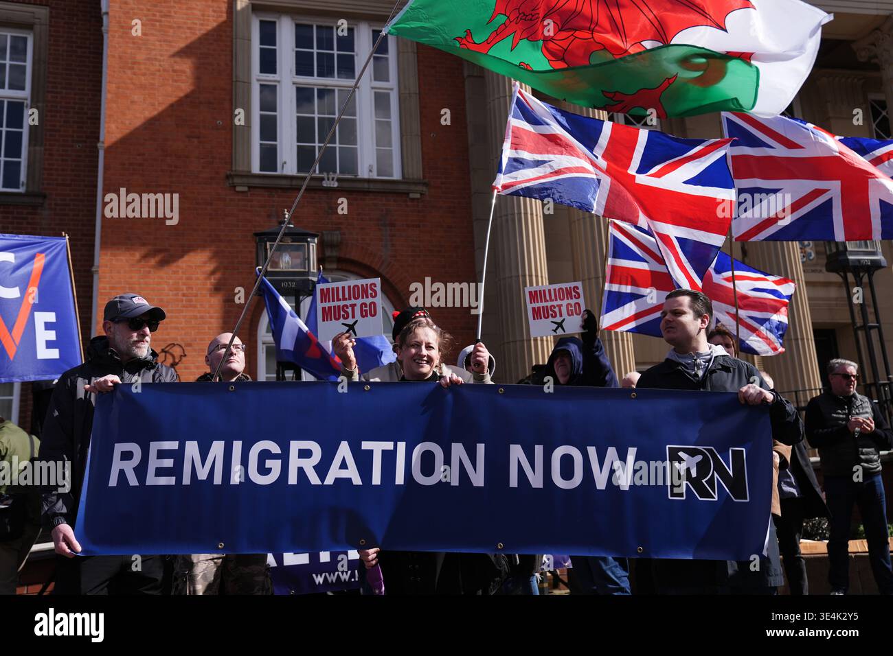 Demonstrators take part in a Remigration Now protest organised by ...