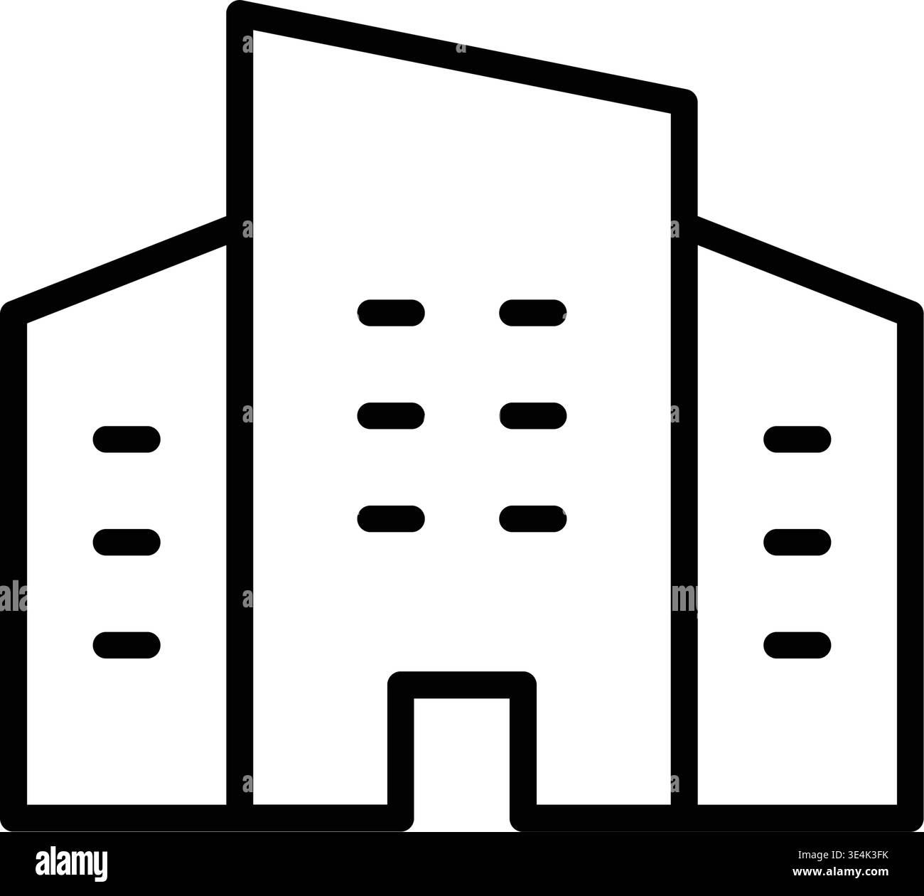 A simple black outline icon of a multi story commercial building ...