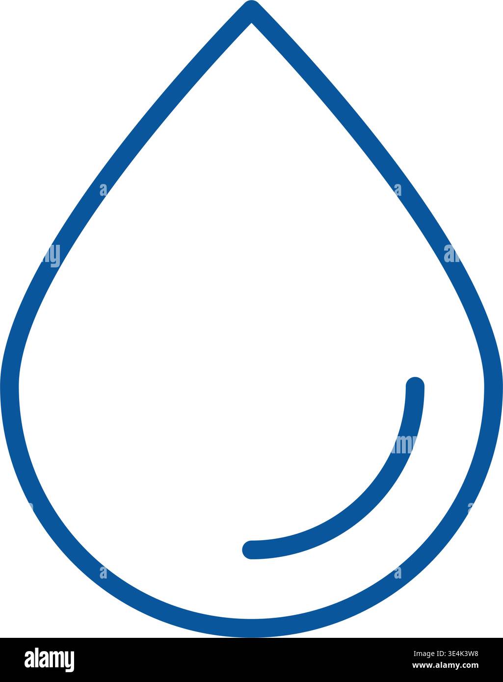A minimalist blue icon shaped like a liquid droplet representing hydration, purity, nature, environmental conservation, and essential water resources Stock Vector