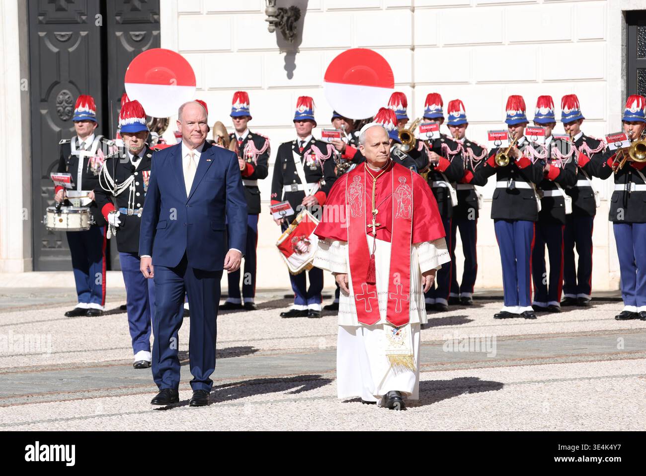 Monaco. 28th Mar, 2026. Prince Albert II of Monaco and Pope Leo XIV ...