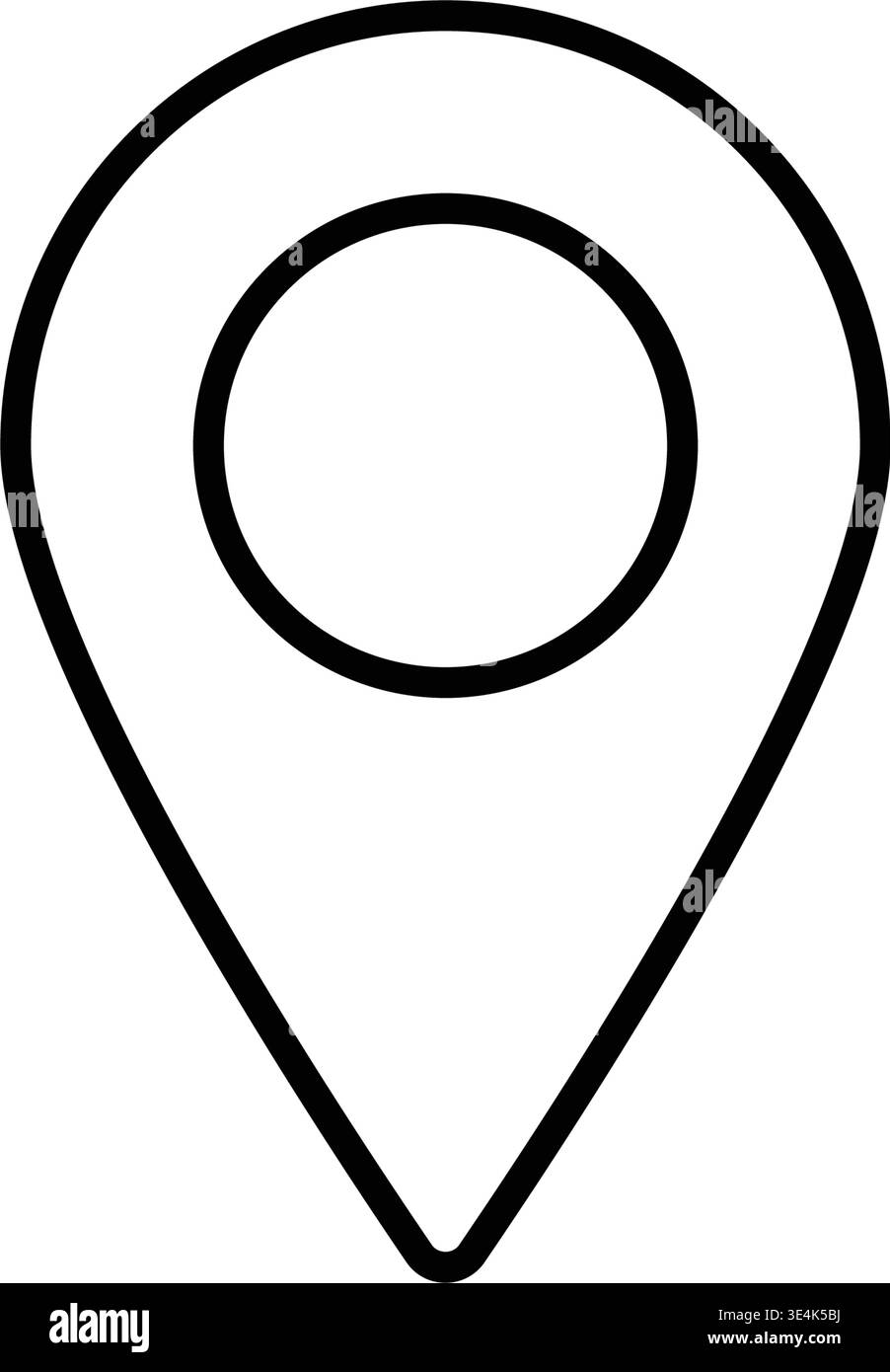 This minimalist graphic shows a basic map pin shape, commonly used for identifying specific locations on digital mapping interface systems. Stock Vector