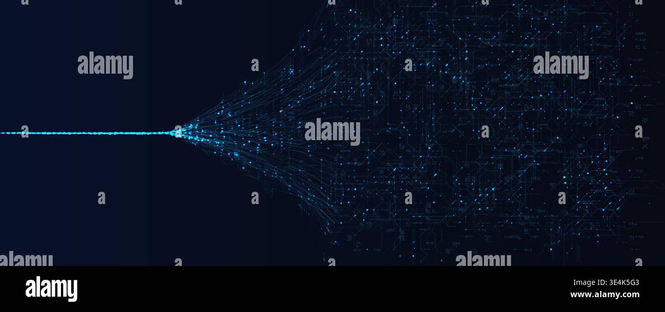 Dataflow AI Tech Light Line Background, Speed Digital Transformation, Abstract Pattern Data Neural Network Texture. Artificial Intelligence Transition Stock Vector