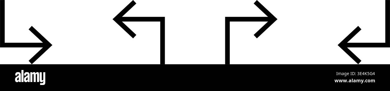 A collection of four simple black angular arrow symbols pointing in ...