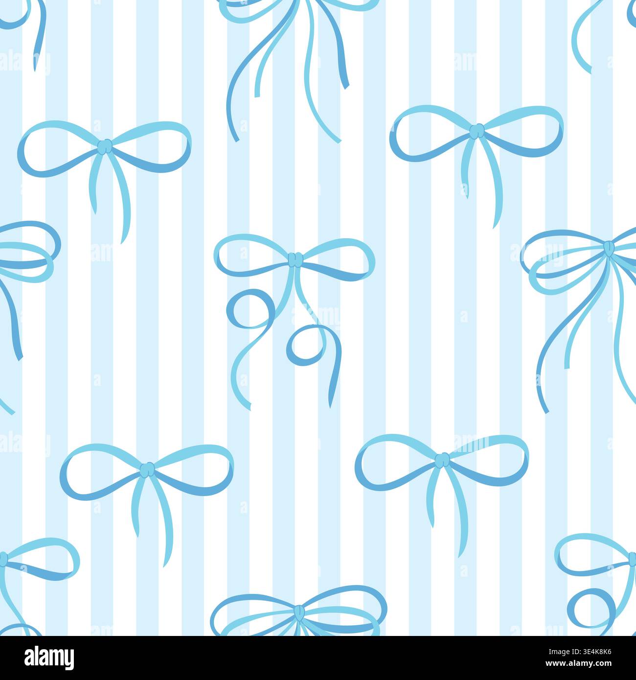 Blue striped pattern with bows Stock Vector