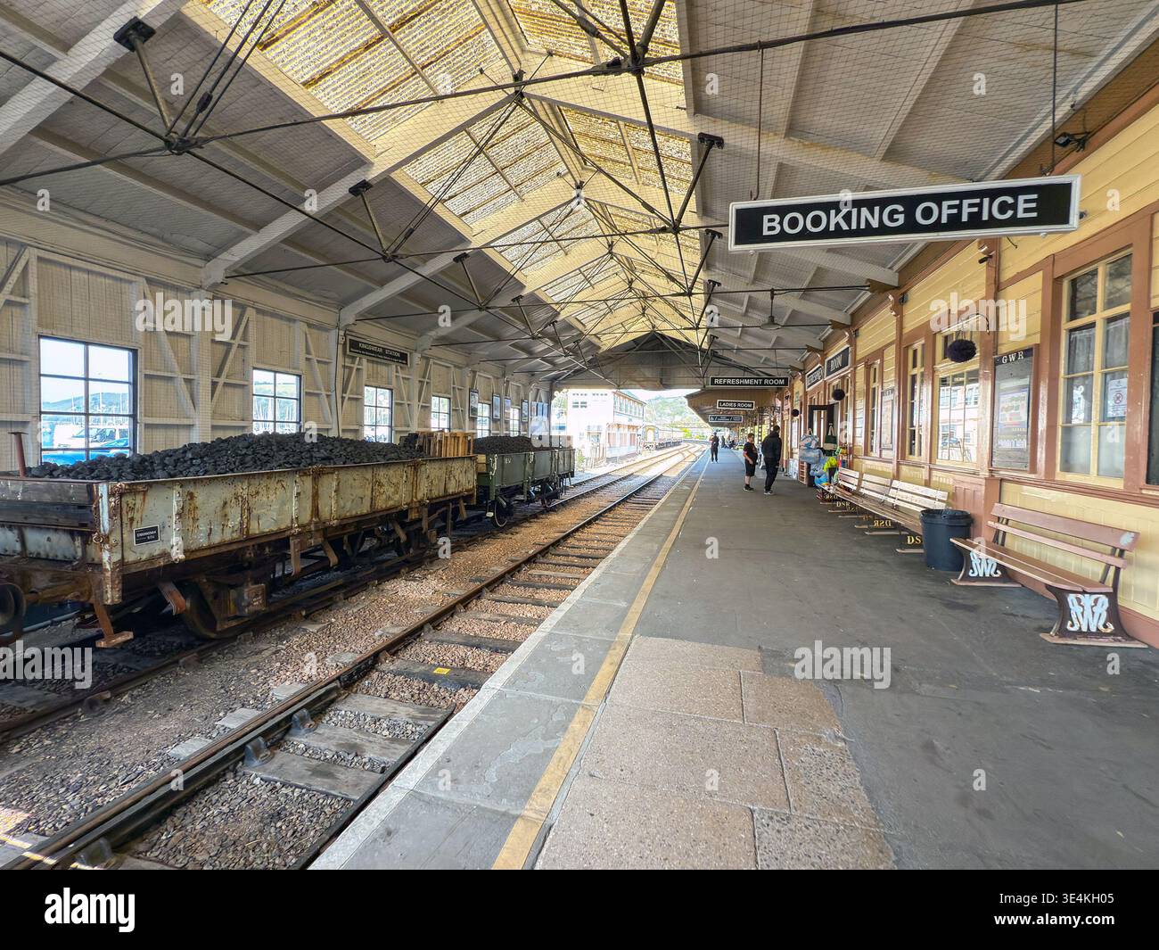 Kingswear, Devon, UK - 24 April 2025: Railway station at Kingswear which is the end of the line on the Dartmouth Steam Railway. - Smartphone Captured Stock Image
