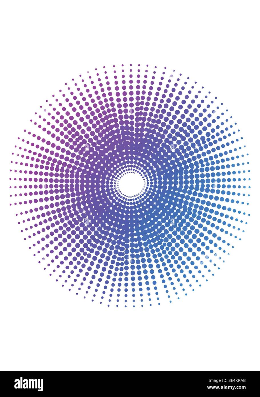Circular gradient pattern with dots transitioning from purple to blue. Stock Vector