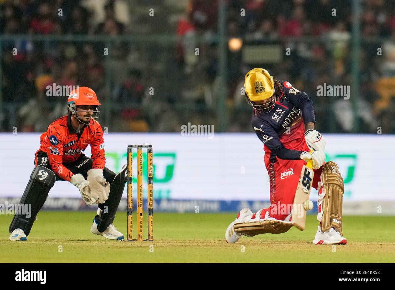 Royal Challengers Bengaluru's captain Rajat Patidar plays a shot during ...