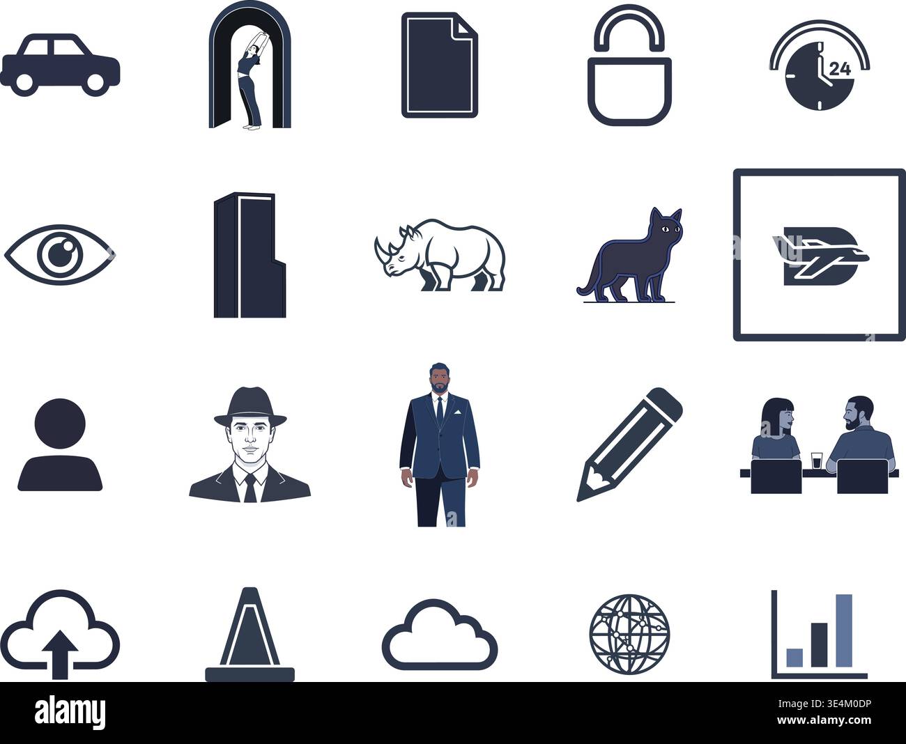 "A premium, extensive collection of professional vector line and glyph icons specifically curated for diverse business, modern technology Stock Vector