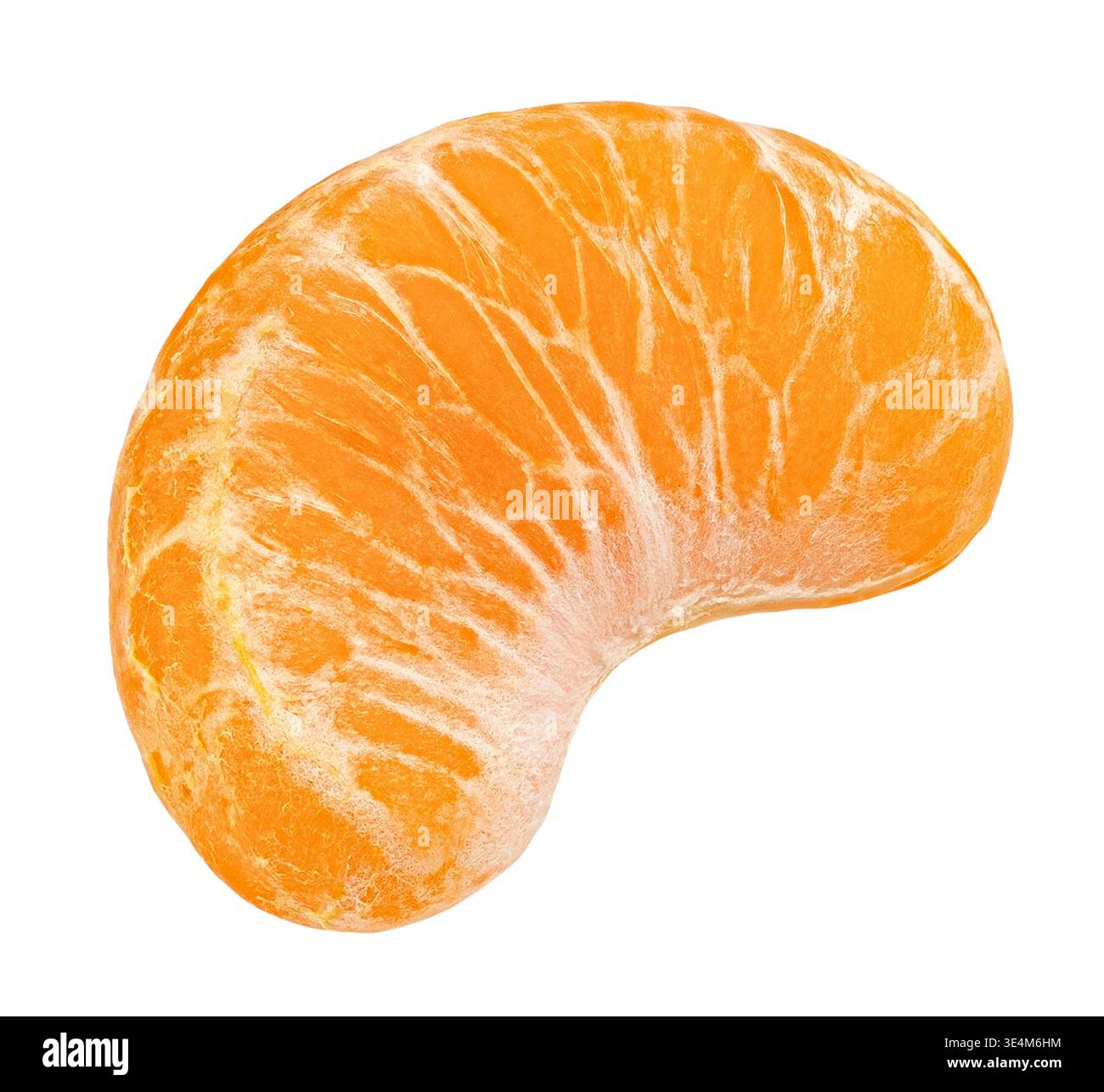 Peeled mandarin piece isolated on white background Stock Photo