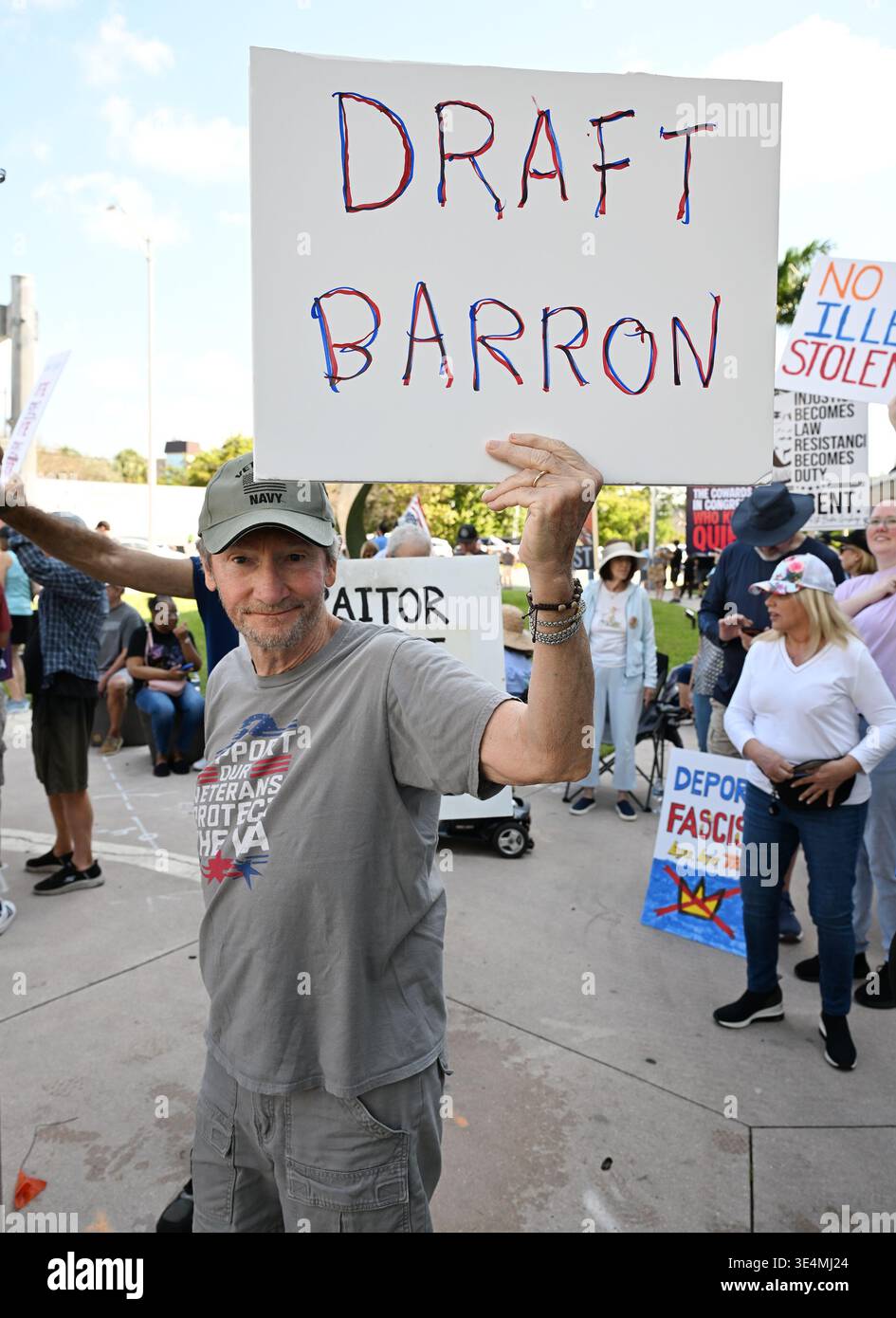 CORAL SPRINGS FL - MARCH 28: Protesters are seen during No-Kings Day ...