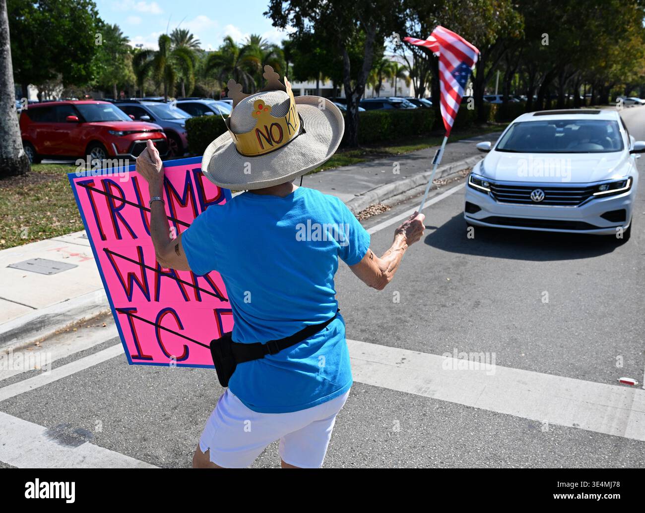 CORAL SPRINGS FL - MARCH 28: Protesters are seen during No-Kings Day ...