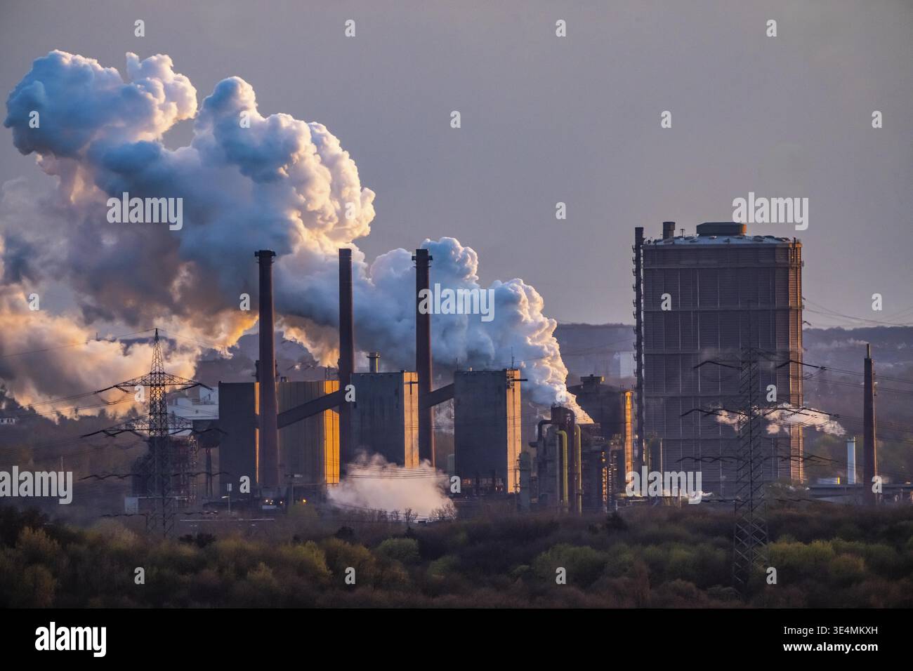 Prosper coking plant, operated by steel company ArcelorMittal, 146 coke  ovens with a daily output of 5500 tons of coke, extinguishing cloud,  gasometer Stock Photo - Alamy