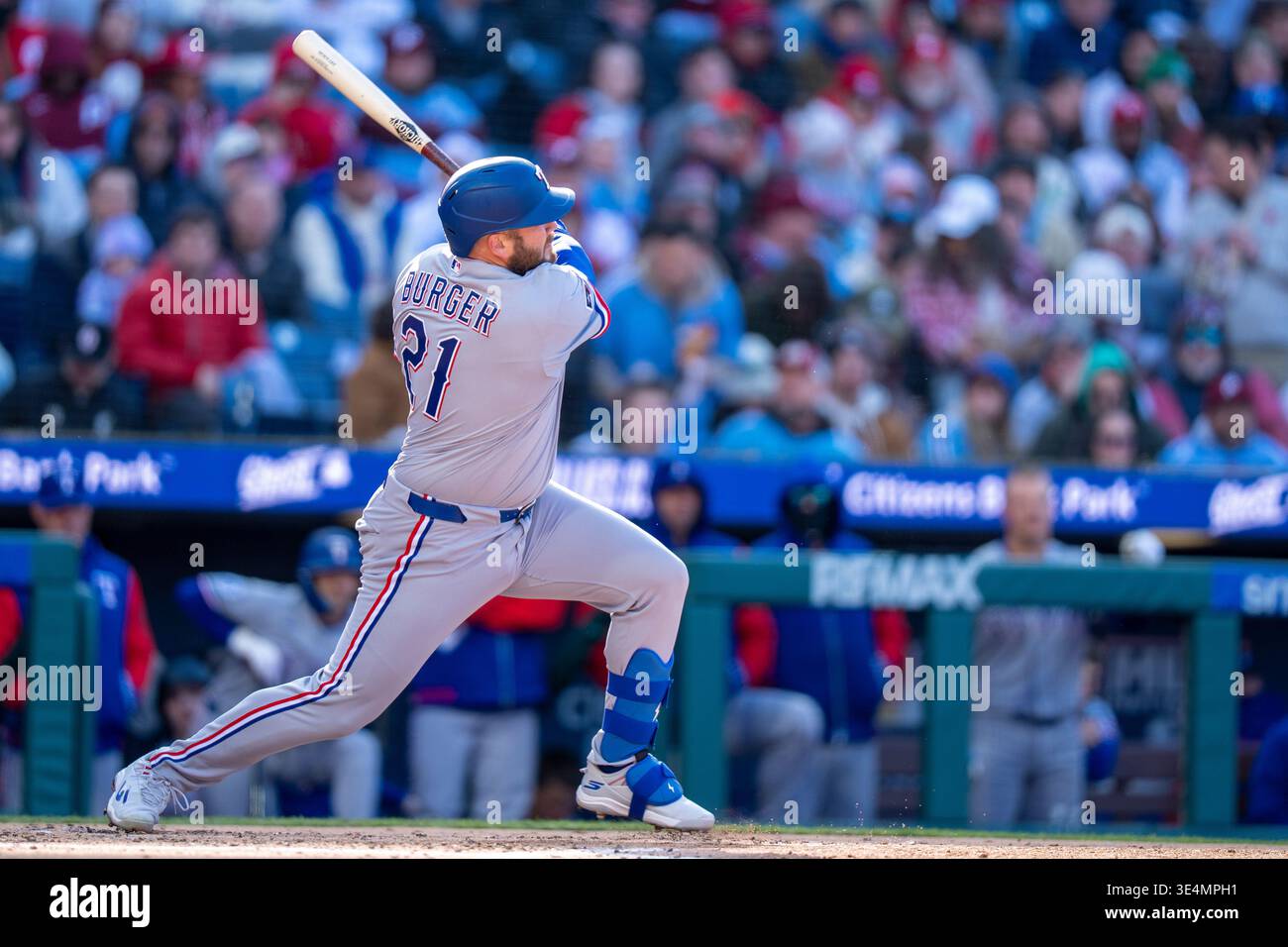 Texas Rangers' Jake Burger hits a two-run home run during the third ...