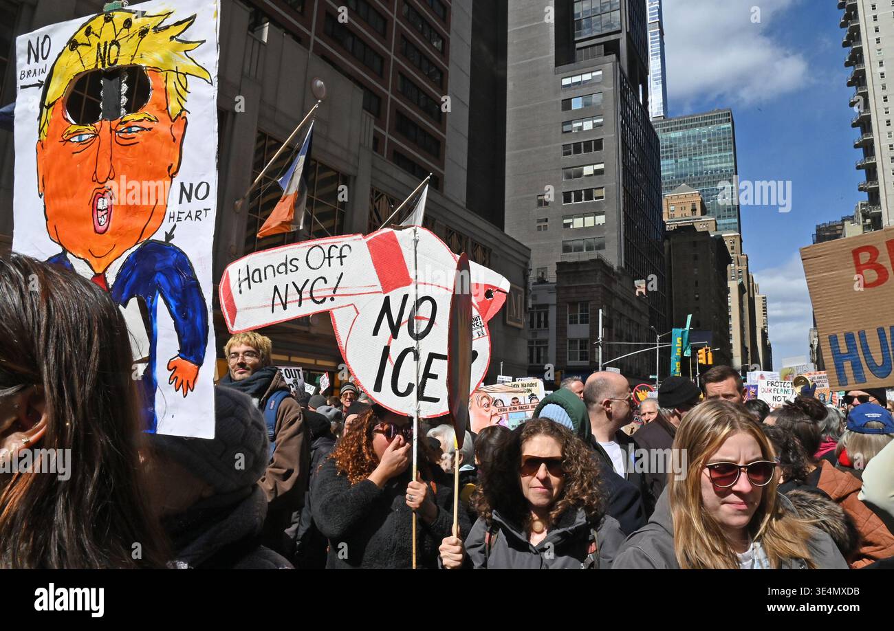Thousands march down Times Square in Manhattan for the third â€˜No ...