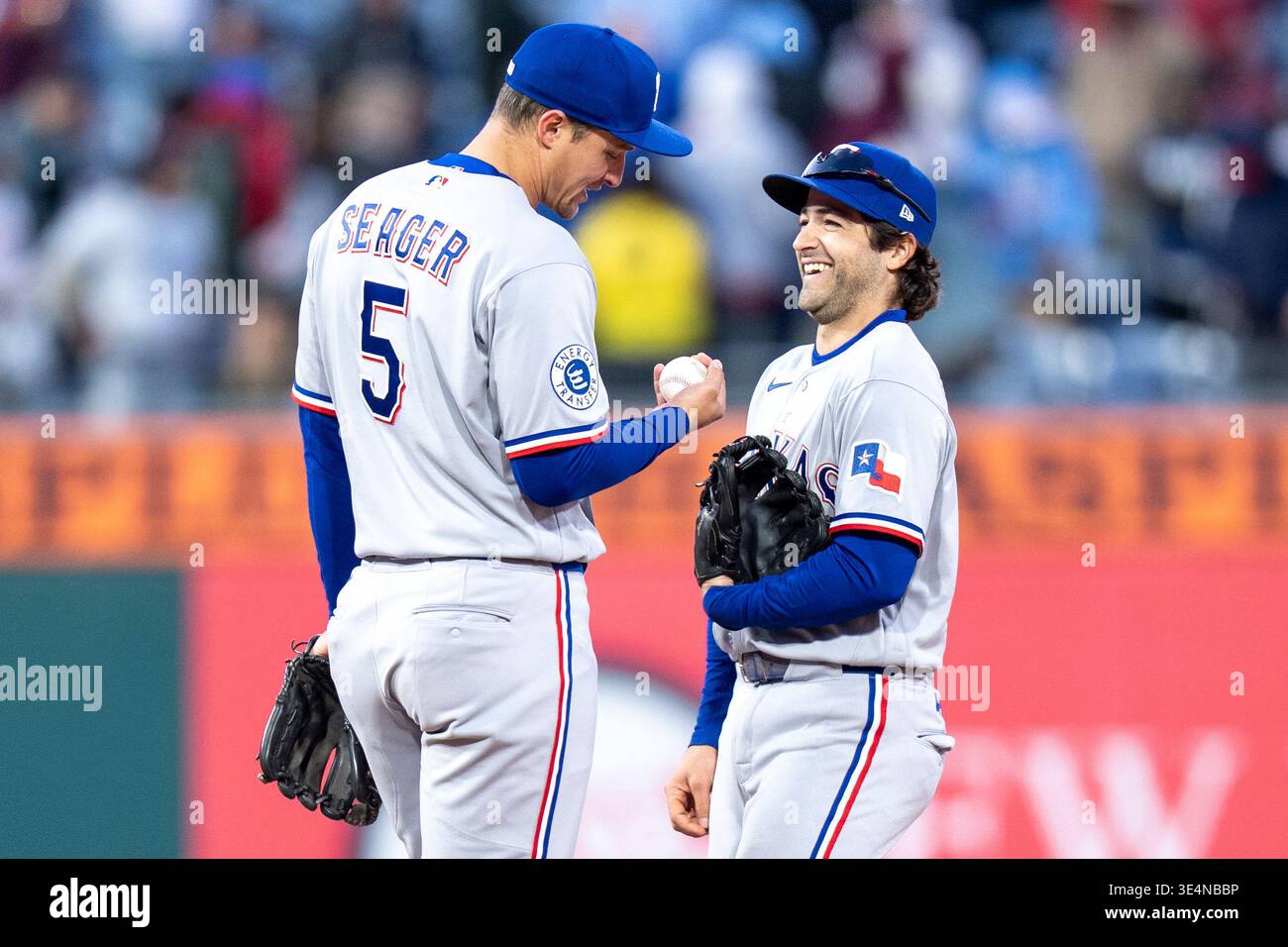 Texas Rangers shortstop Corey Seager, left, celebrates the win with ...