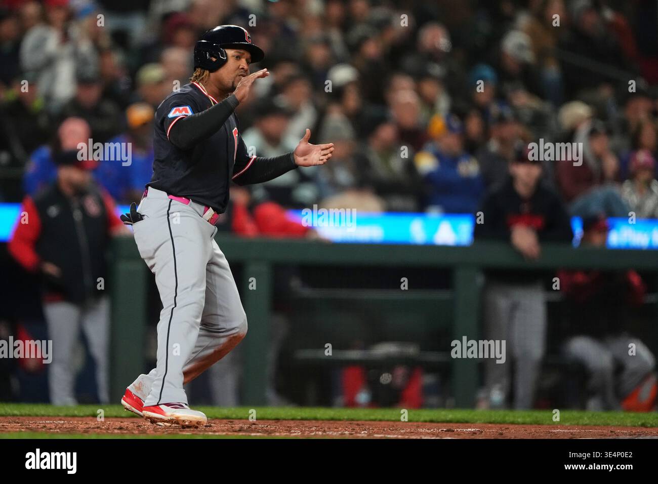 Cleveland Guardians Jos Ram Rez Scores On An RBI Single By Kyle Cleveland Guardians Jos Ramrez Scores On An Rbi Single By Kyle Manzardo Against The Seattle Mariners During The Sixth Inning Of A Baseball Game Saturday March 28 2026 In Seattle Ap Wasson 3E4P0E2 