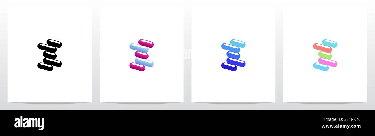 Rounded Edge Diagonal Lines Letter Logo Design I Stock Vector