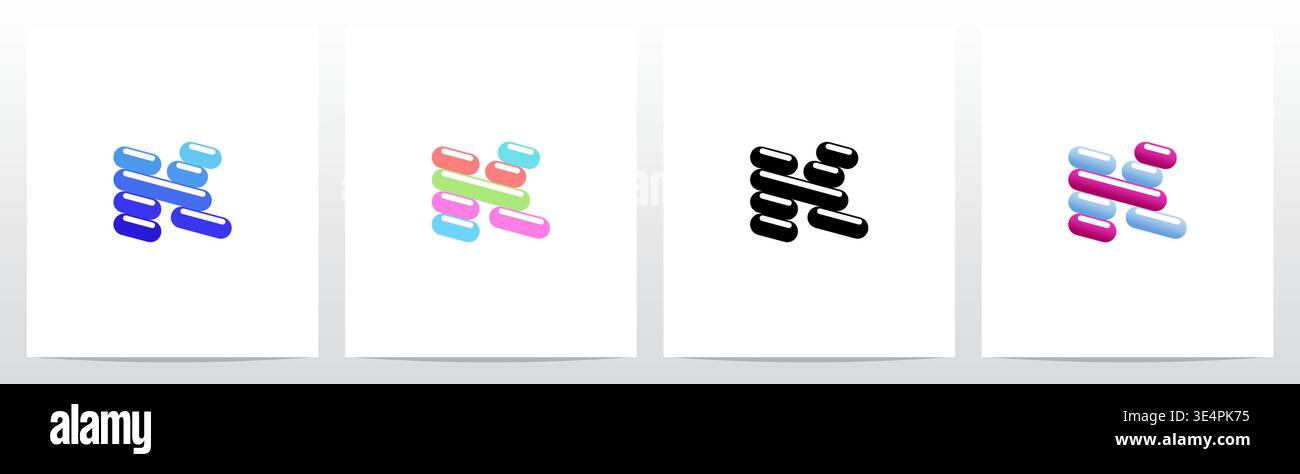 Rounded Edge Diagonal Lines Letter Logo Design K Stock Vector