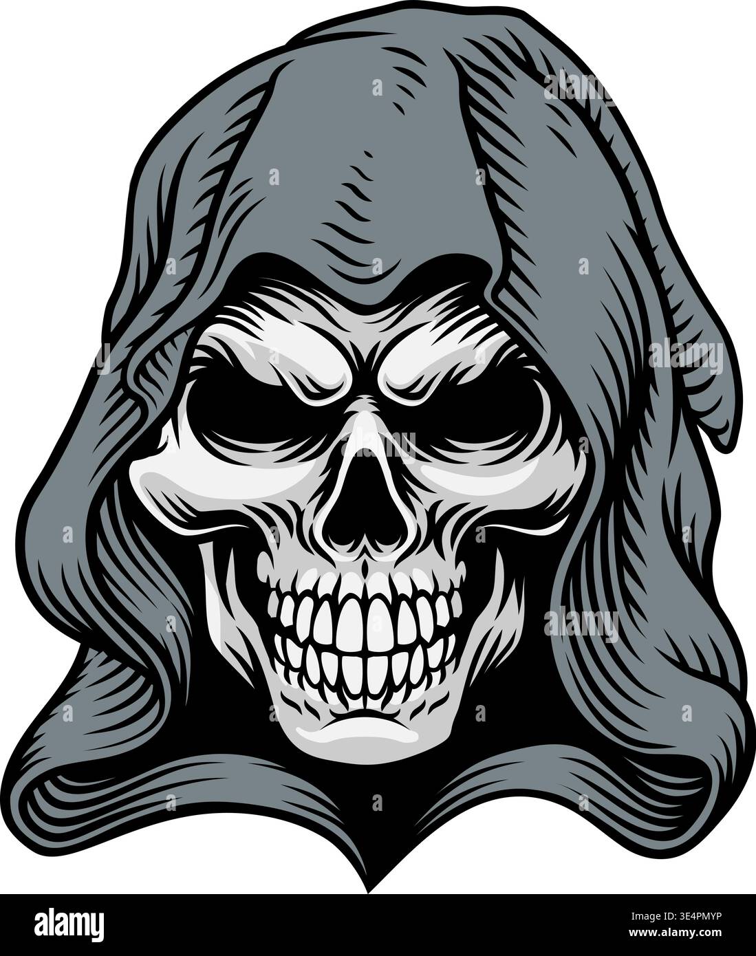 Skull Grim Reaper Vintage Woodcut Illustration Stock Vector Image