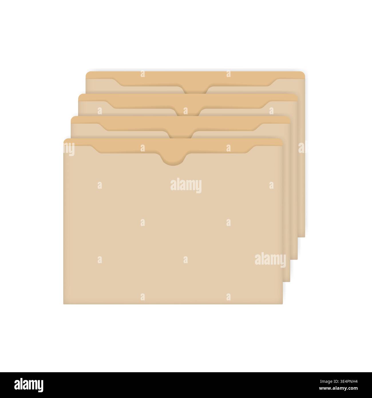 Blank empty manila file jackets row, vector mockup. Flat document envelopes for letter size paper, template Stock Vector